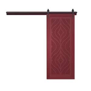 42 in. x 84 in. Zaftig Sway Carmine Wood Sliding Barn Door with Hardware Kit in Black