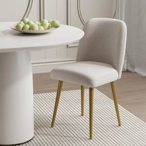 Courtelle’s Upholstered Modern Beige Dining Chairs with Gold Leg (Set of 2)