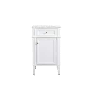 Simply Living 21 in. W x 21.5 in. D x 35 in. H Bath Vanity in White with Carrara White Marble Top