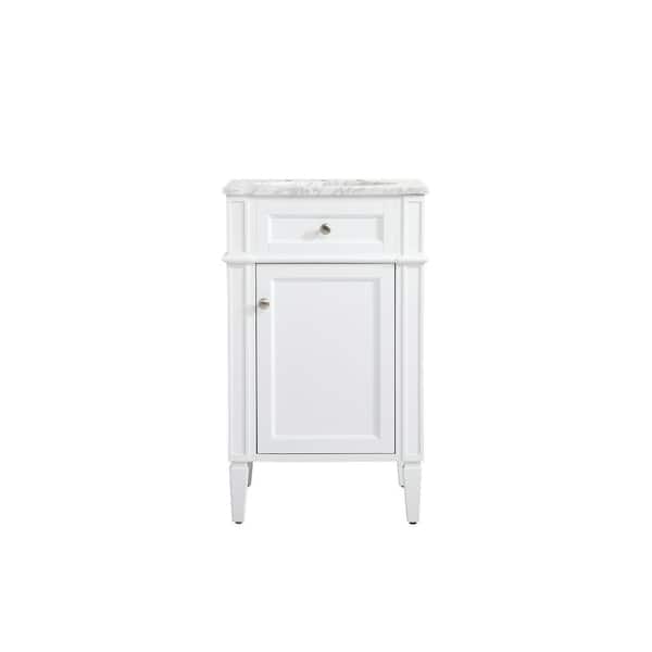 Unbranded Simply Living 21 in. W x 21.5 in. D x 35 in. H Bath Vanity in White with Carrara White Marble Top