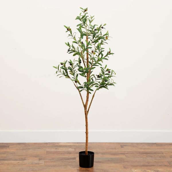 Nearly Natural 5 ft. Artificial Olive Tree with Natural Trunk