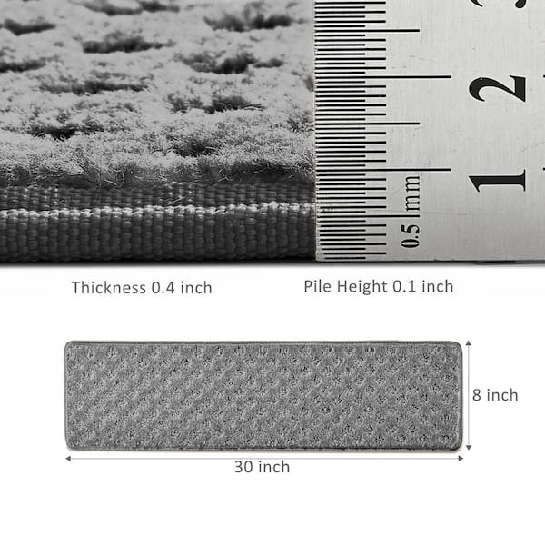 Mini Diamond Trellis Gray 8 in. x 30 in. Carpet Stair Tread Cover Protector Low Pile Indoor Mat Rug Tape Free Set of 12