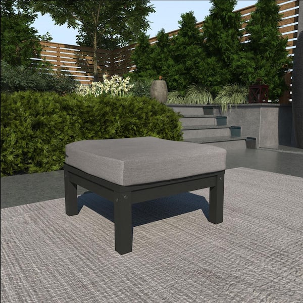 Highwood Bespoke 1-Piece Deep Seating Plastic Outdoor Ottoman with Cushion