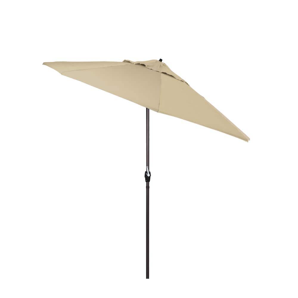 9 ft. Beige Sunbrella Aluminum Patio Umbrella with Bronze Pole