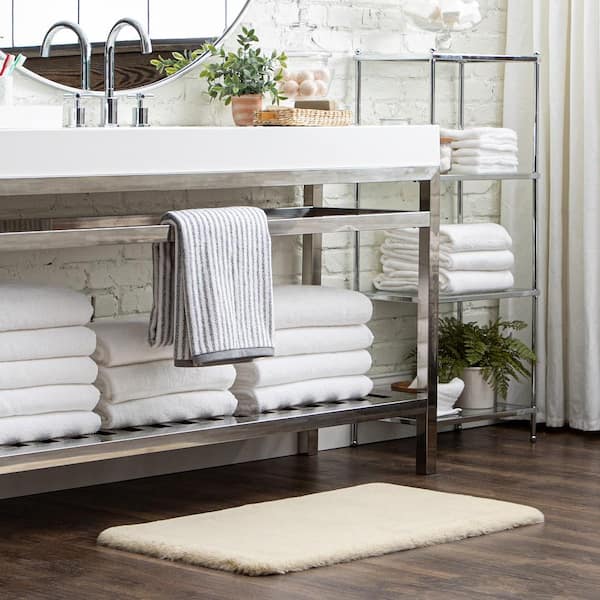 Lavish Plush Oatmeal 27 in. x 45 in. Bath Mat
