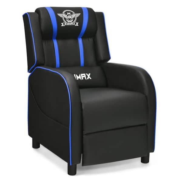 Clihome Blue Massage Gaming Recliner PU Leather 3 Position Chair with Footrest