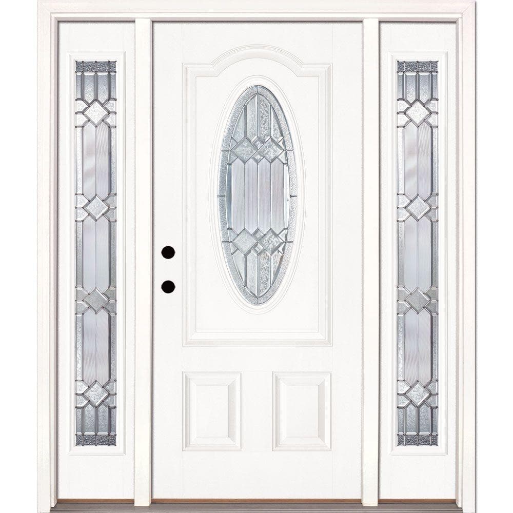 63.5 in.x81.625in.Mission Pointe Zinc 3/4 Oval Lt Unfinished Smooth Right-H
