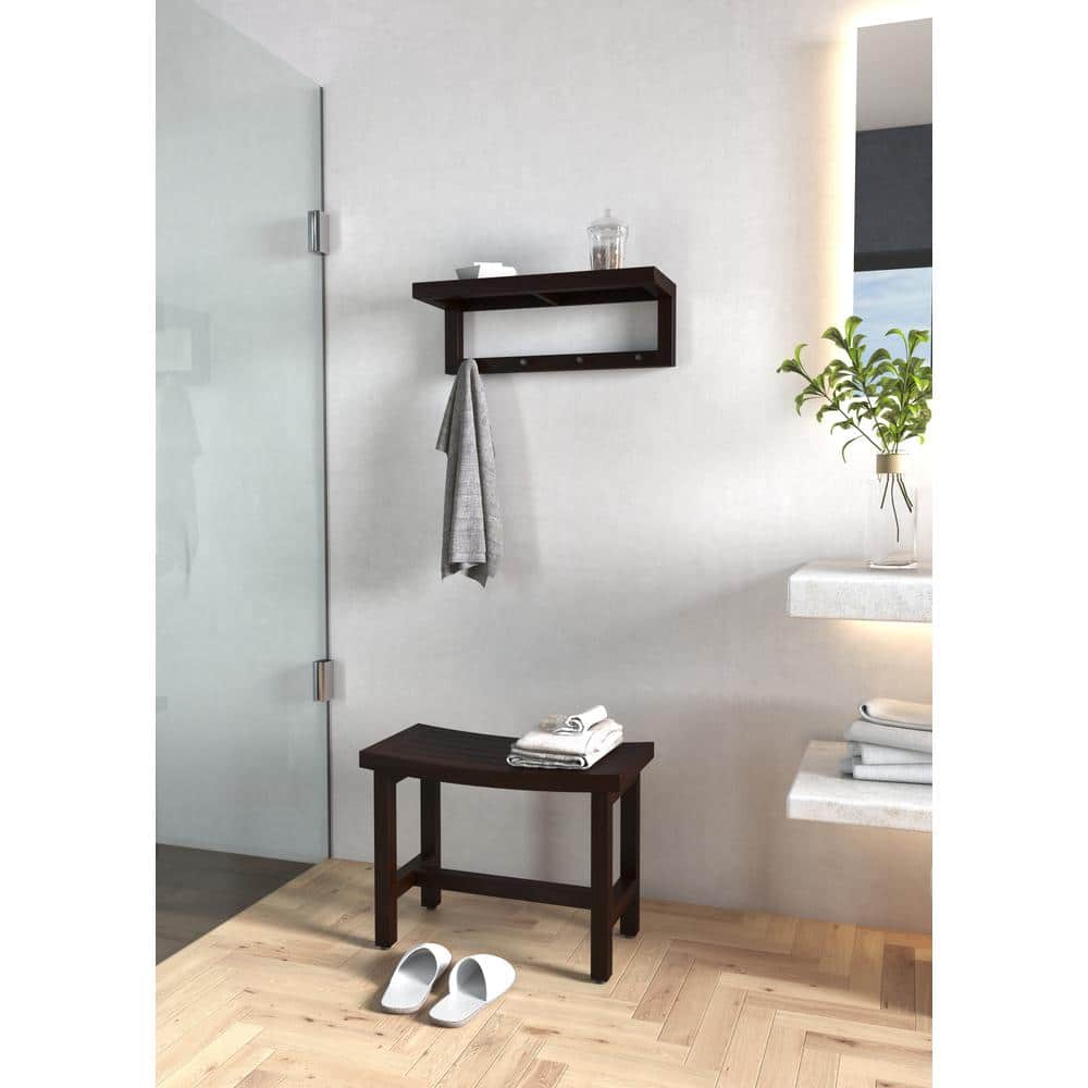 Sumba Lotus 24'' Dark Teak Spa Shower Bench