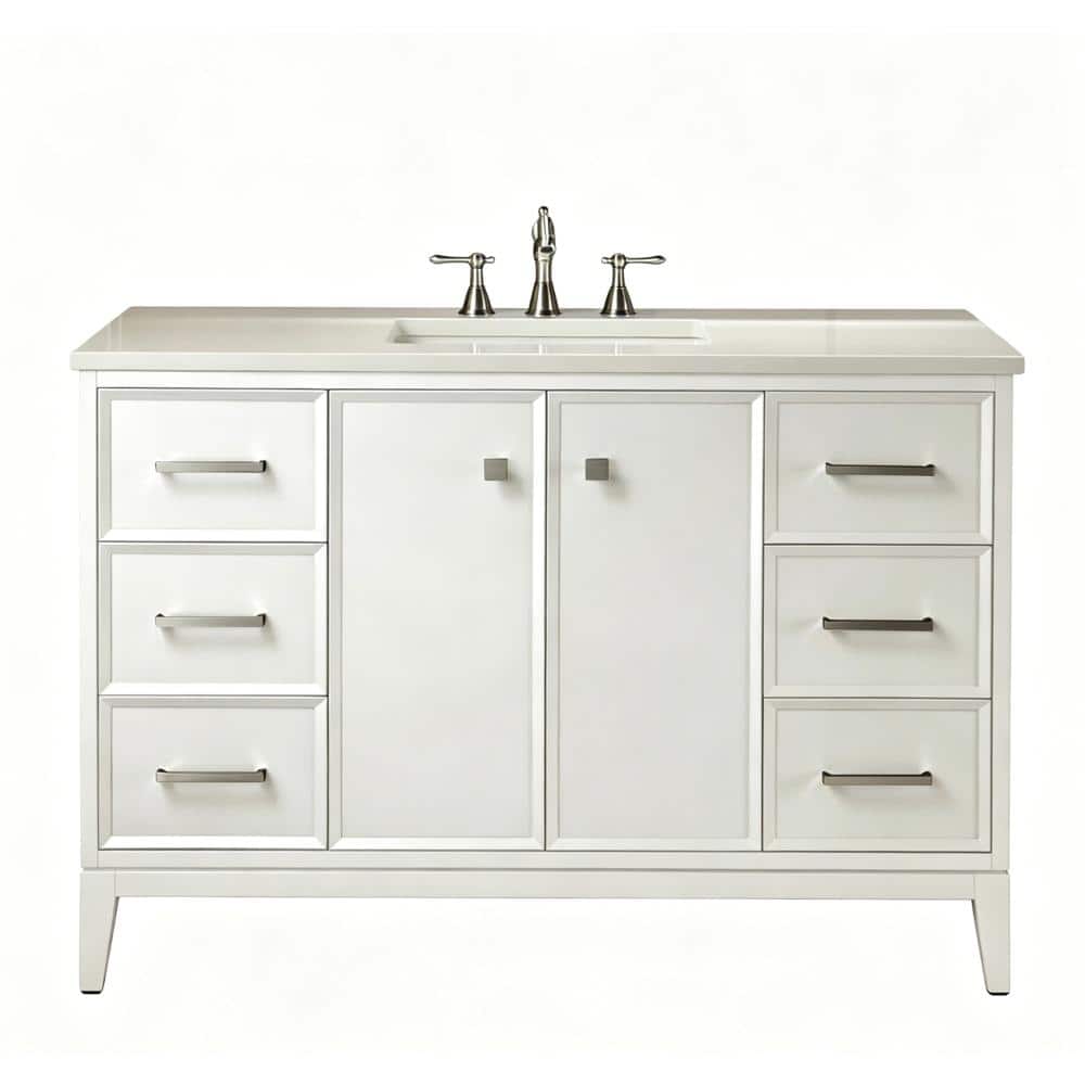 49 in. W Single Sink Freestanding Bath Vanity in Gloss White with Carrara White Polished Engineered Stone Top price history on PriceWatchPro