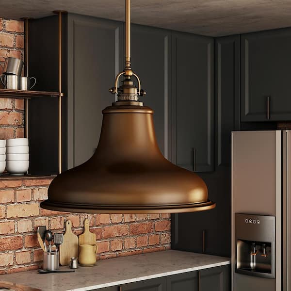 Home Decorators Collection Emery 1-Light Palladian Bronze Shaded Pendant Light with Metal Shade