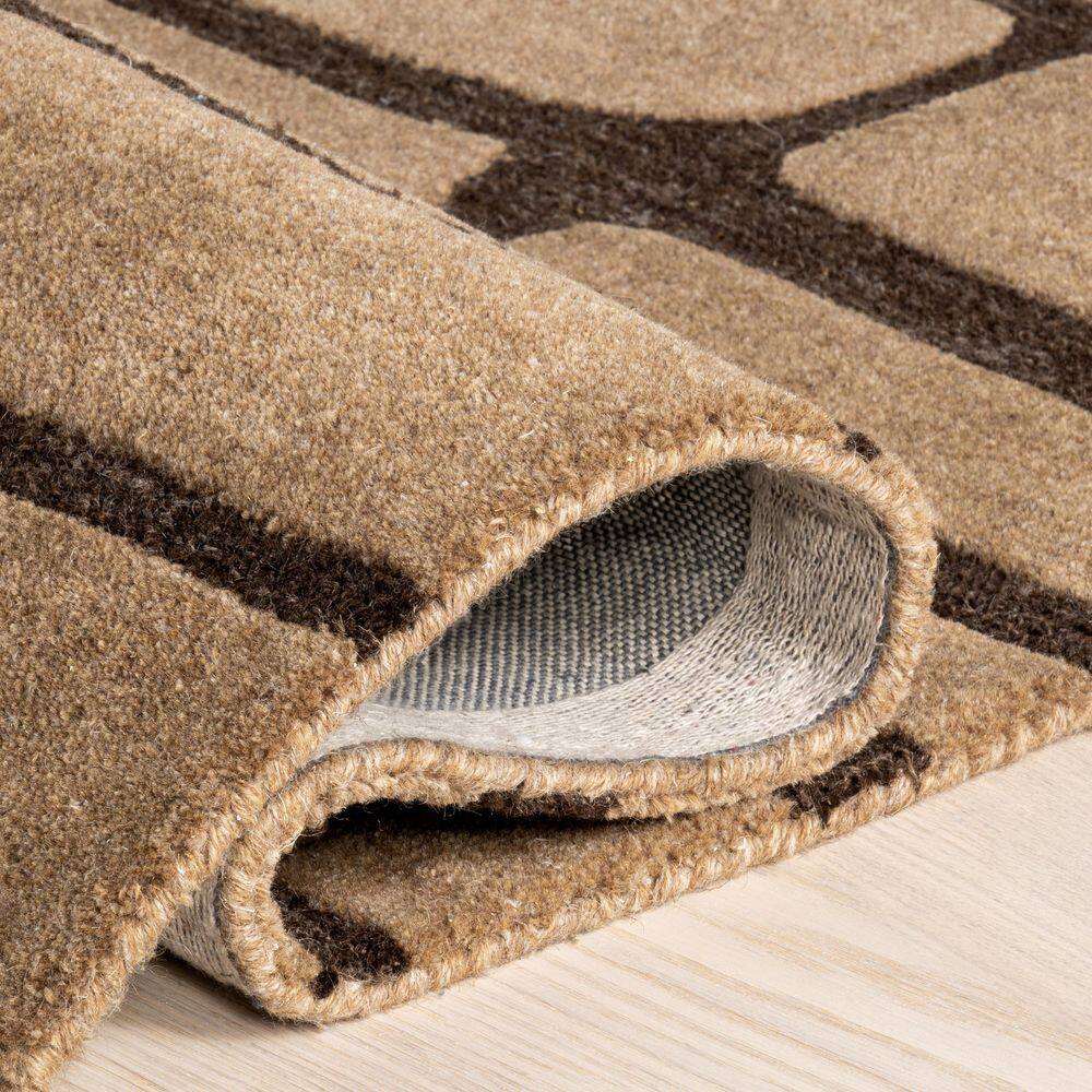 Handmade Brown Striped Wool Rectangular 4' x 6' Area Rug