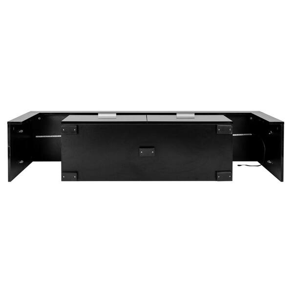 62.99 in. Black TV Stand Fits TV's up to 55 in. High Gloss UV Led