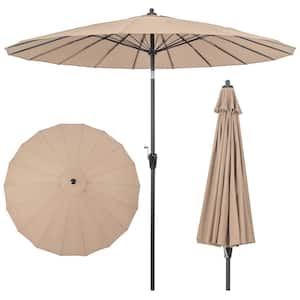 9 ft. Metal Market Tilt Round Patio Umbrella with Crank Handle, Vented Top in Tan