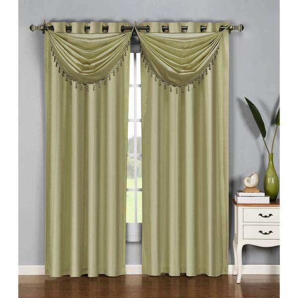Window Elements Tea Faux Silk Grommet Room Darkening Curtain - 38 in. W x 84 in. L  (Set of 2)