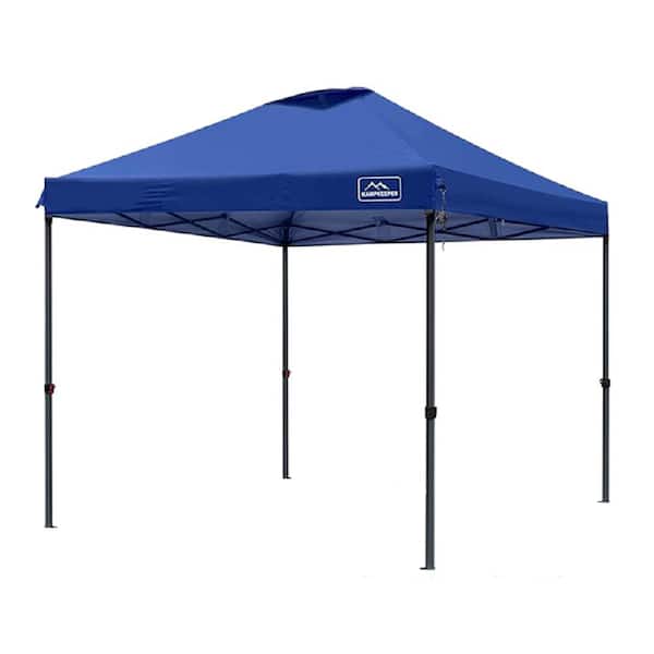 Unbranded Navy Blue 3 Adjustable Height 10 ft. x 10 ft. Pop-up Canopy Tent with Wheeled Carrying Bag, 4-Ropes and 4 Stakes