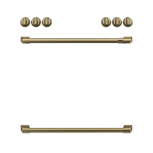 Cafe Range Handle and Knob Kit in Brushed Brass
