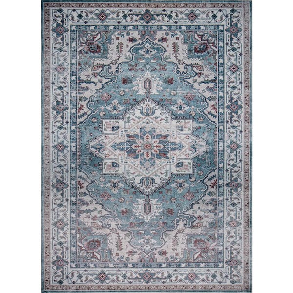 MILLERTON HOME Maeva Mint/Gray 5 ft. x 8 ft. Oriental Traditional Area Rug