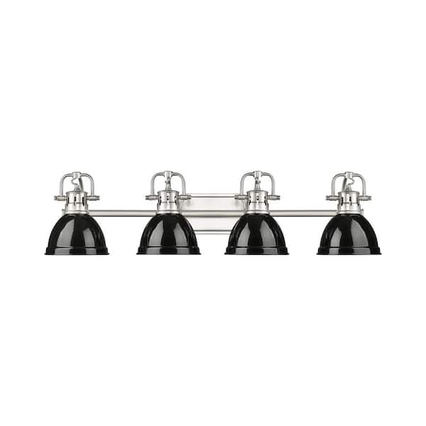 Golden Lighting Duncan 8.25 in. 4-Light Pewter Vanity Light with Black Shade
