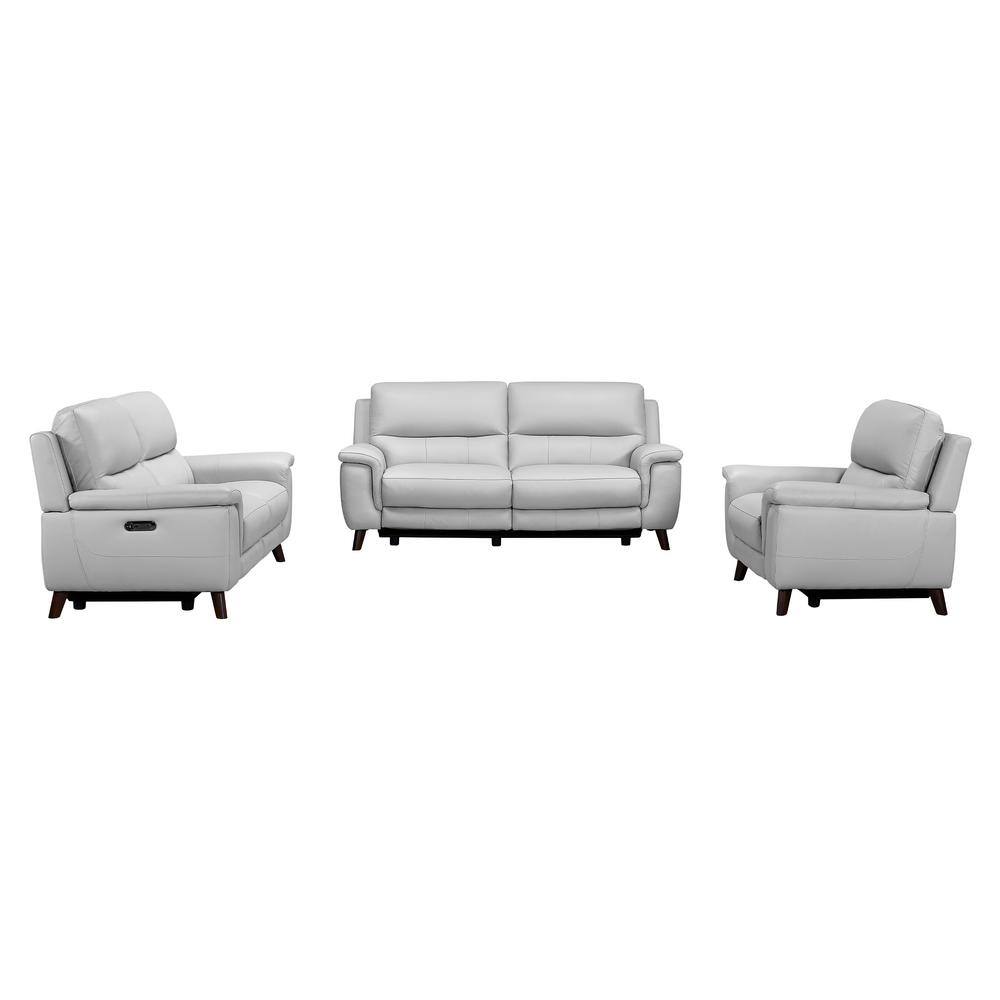 Dove Gray Contemporary Leather Power Recliner with USB, 40"