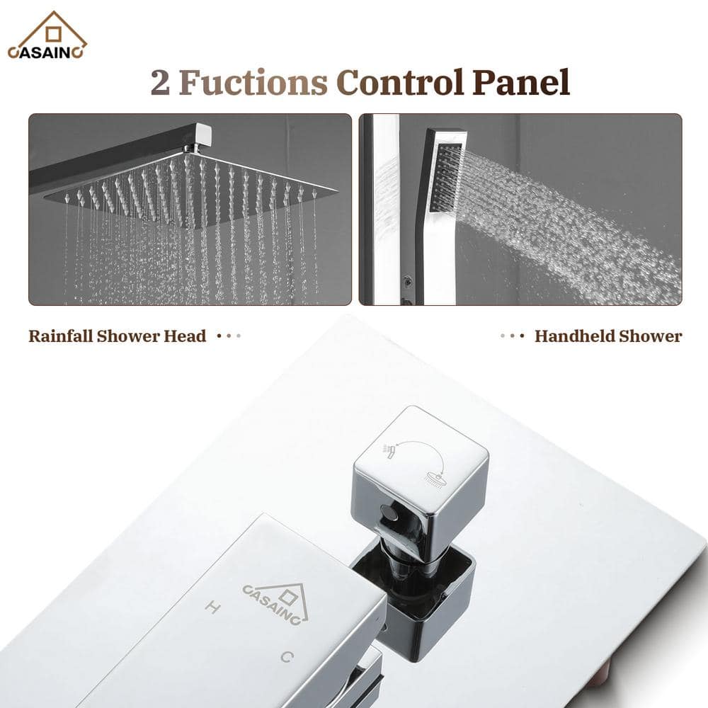 Chrome Adjustable Dual Shower System with Handheld and Rain Shower Heads