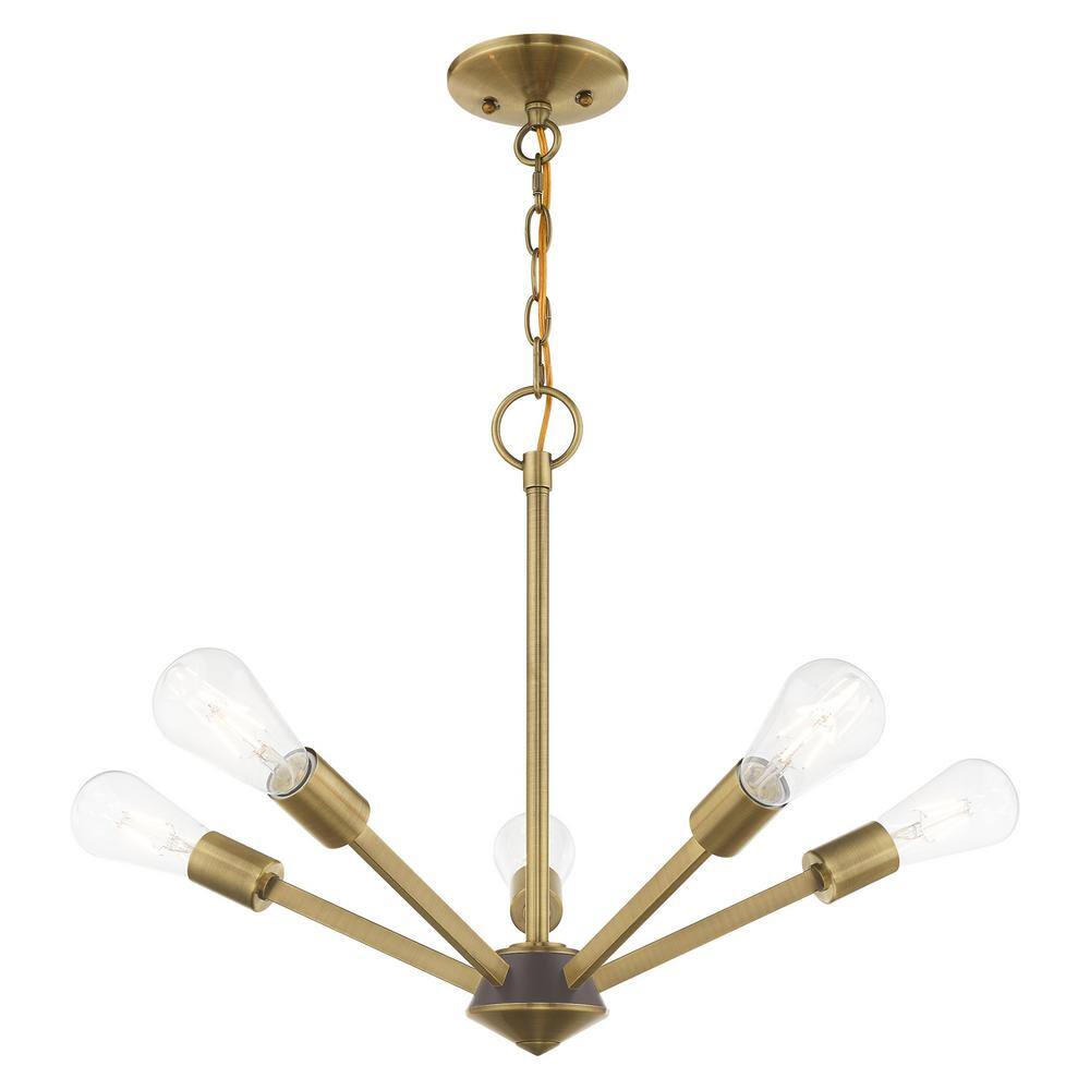 Antique Brass Sputnik 5-Light Chandelier with Edison Filament