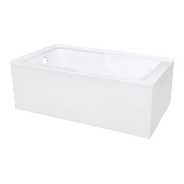 Aqua Eden 60 in. x 32 in. Acrylic Rectangular Alcove Soaking Bathtub with Left Drain in White