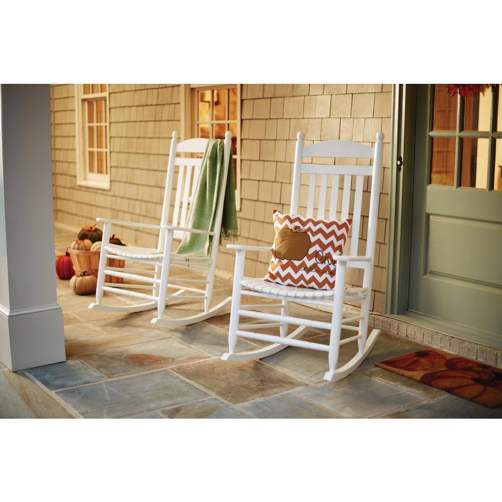 Bradley White Slat Patio Rocking Chair 200sw Rta The Home Depot