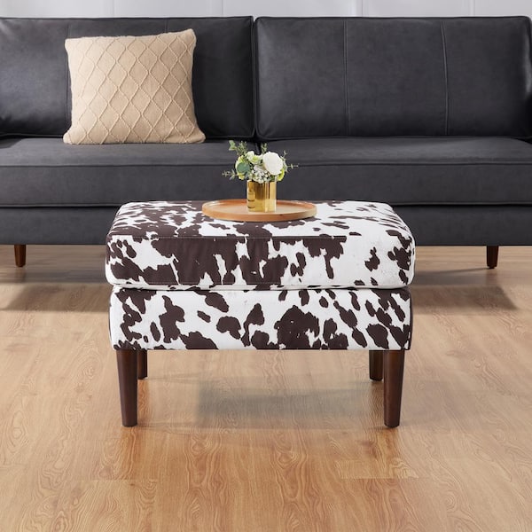 Convenience Concepts Designs4Comfort Marlow Mid Century Brown Cow Fabric Rectangle Ottoman