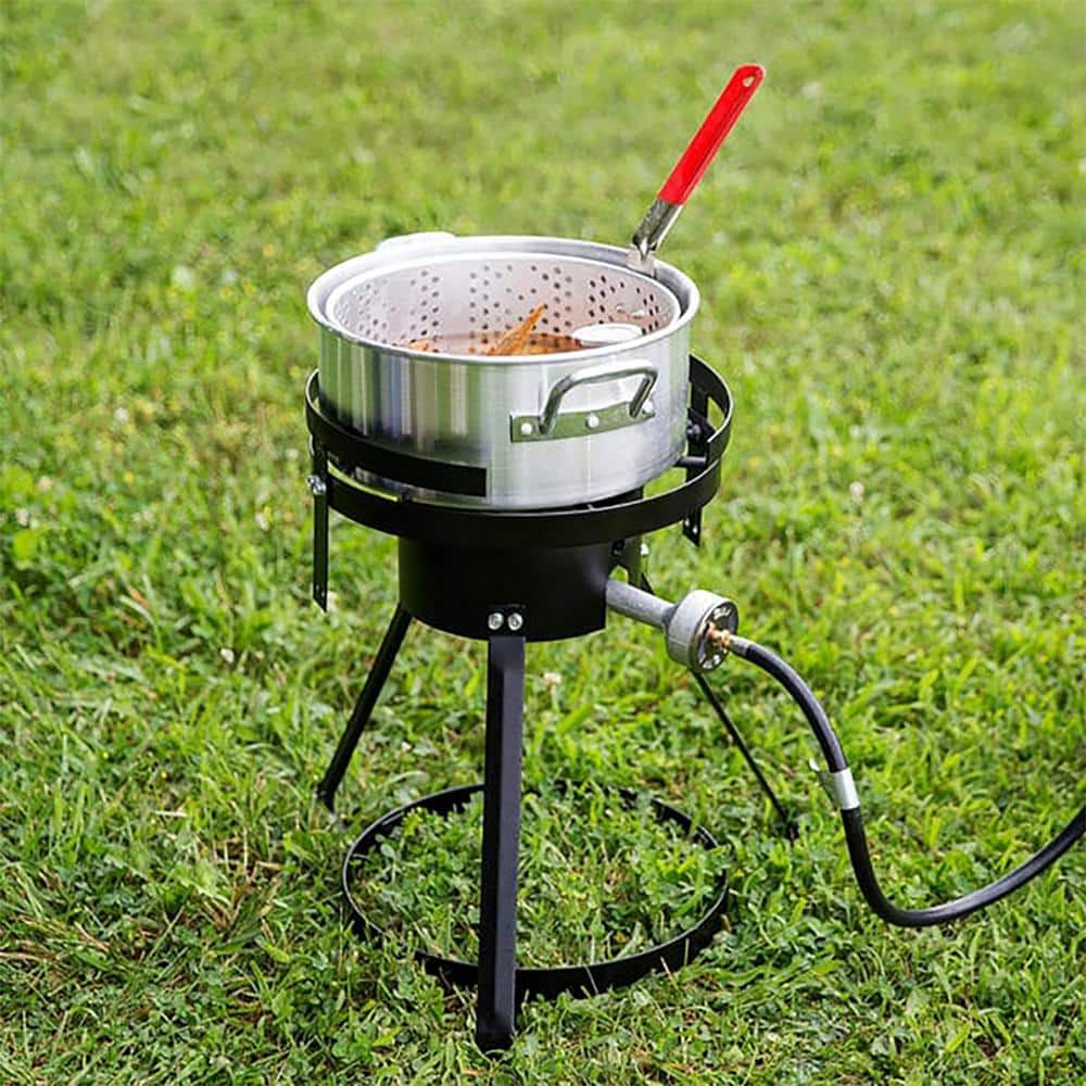 Lafati X 10 Qt Propane Outdoor Fish Fryer Set 50,000 BTU, Aluminum Seafood Boiler Steamer Kit, Crawfish Fish Fryer Stock Pot.