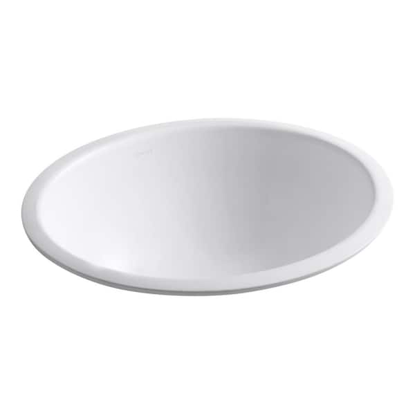 KOHLER Caxton 19-1/4 in. Oval Vitreous China Undermount Bathroom Sink in White without Overflow Drain