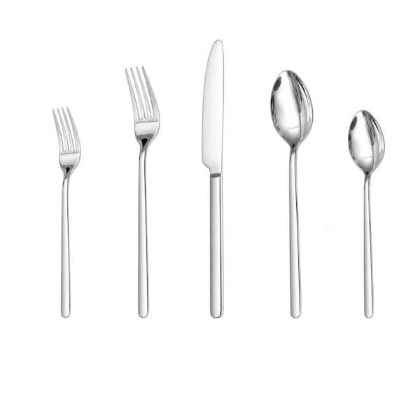 40-Piece Set for 8 Modern Silver 18/10 Stainless Steel Flatware Serving Set for Home, Restaurant, Party and Wedding