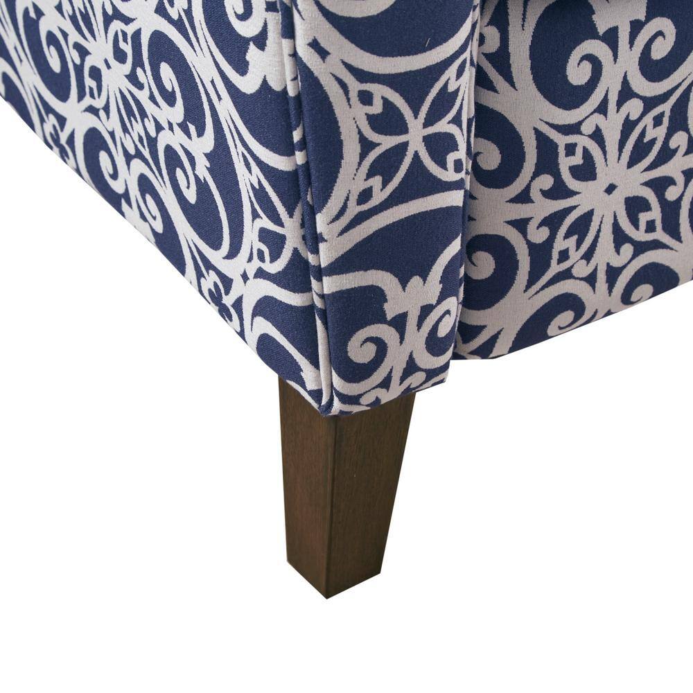 Navy Multi Microfiber Push Back Recliner with Wood Legs