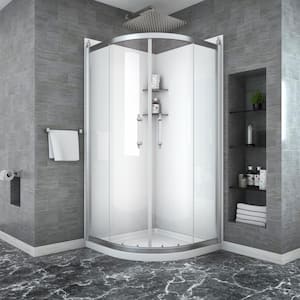 36 in. W x 75 in. H Neo Angle Sliding Framed Shower Doors Corner Shower Enclosure Clear Glass in Chrome