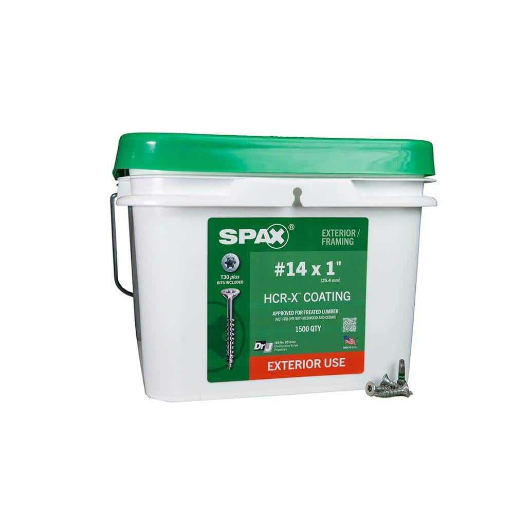 "#14 x 1 in. Exterior Flat Head Deck Wood Screws Construction Torx T-Star Plus (1500 Each) Bulk Pail Bit Included" price history on PriceWatchPro