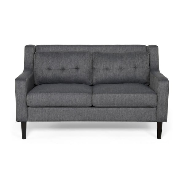 Noble House Galene 58 in. Charcoal Solid Fabric 2-Seats Loveseats with Armrests