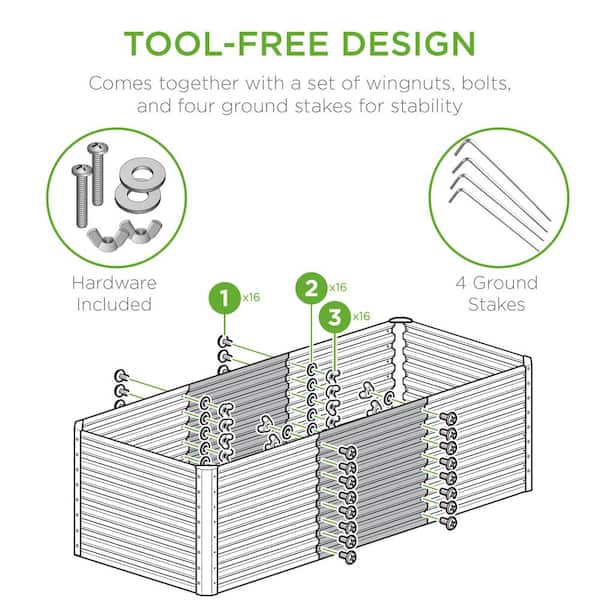 Best Choice Products 4 ft. x 2 ft. x 2 ft. Taupe Rectangular Steel Raised Garden Bed Planter Box for Vegetables, Flowers, Herbs SKY7360