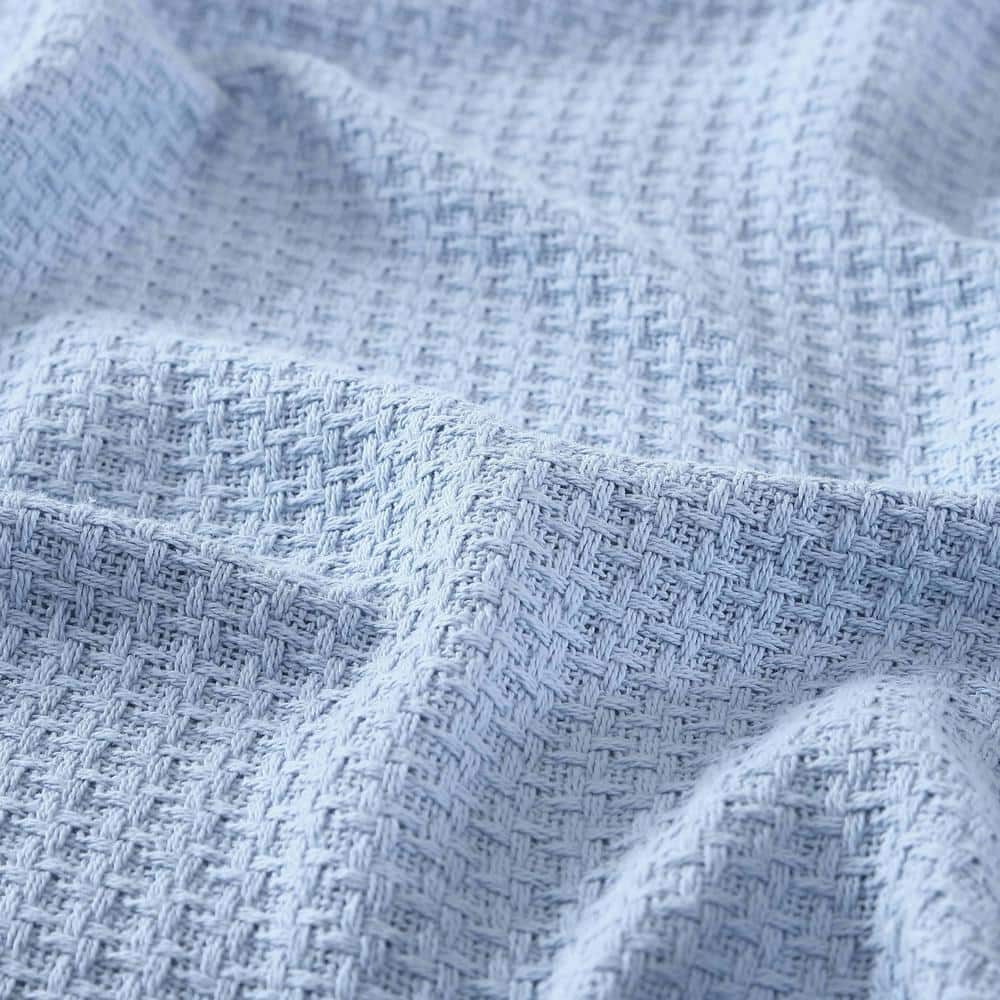 Cozy Coast Blue Cotton Full/Queen Knitted Blanket