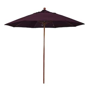 9 ft. Woodgrain Aluminum Commercial Market Patio Umbrella Fiberglass Ribs and Push Lift in Purple Pacifica