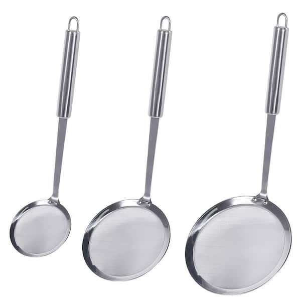 Stainless Steel Fine Mesh Skimmer Spoon, Hot Pot Fat Strainer for Oil Filter, Kitchen Cooking Mesh Food Strainer Ladle