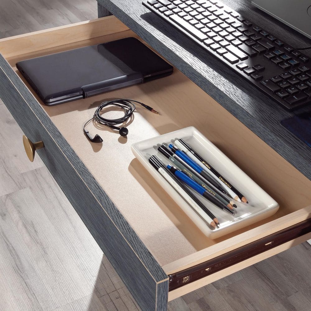 Denim Oak Computer Desk with Drawers and Shelves