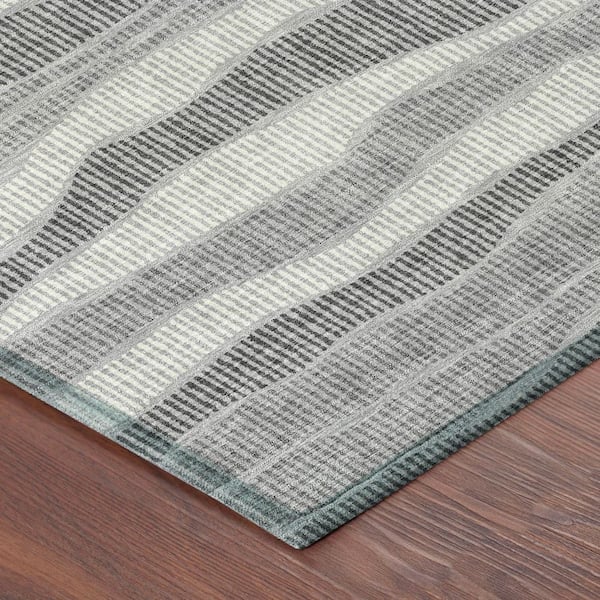 Chantille Machine Washable Indoor/Outdoor Abstract ACN2849 Pewter 9 ft. x 12 ft. Area Rug