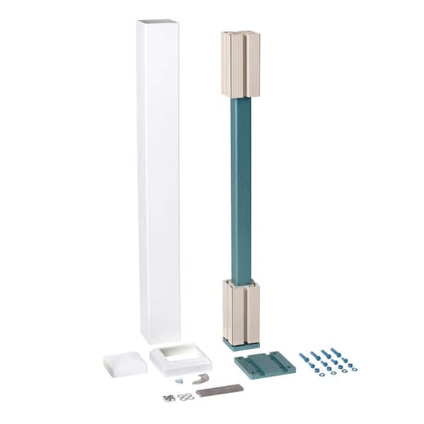 TAM-RAIL 3 in. x 3 in. x 3 ft. White Metal Fence Post Mount Kit for Concrete and Masonry