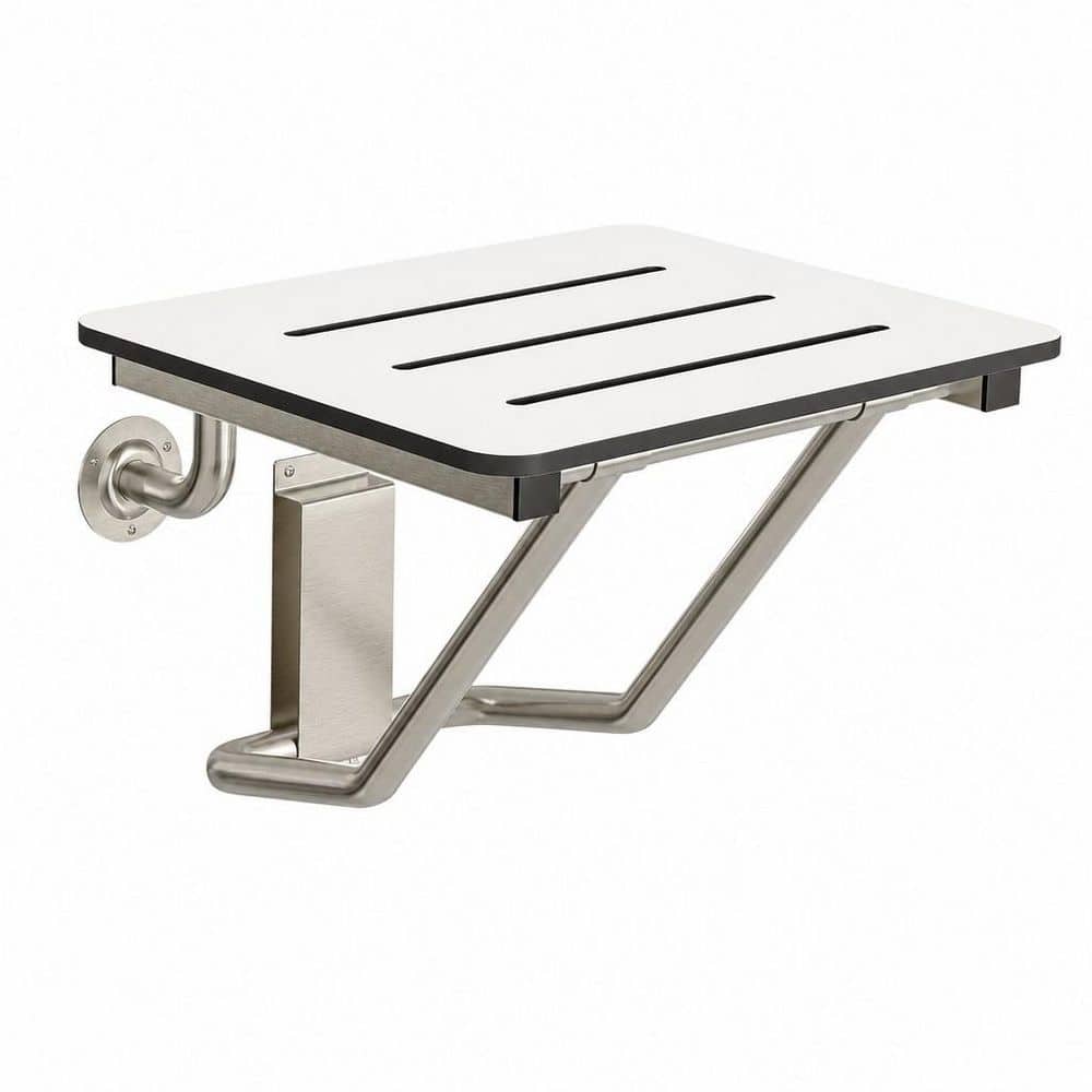 18 in. Folding Shower Seat in White, Wall Mount Bathroom Shower Chair with Stainless Steel Support, 400 lb. Capacity price history on PriceWatchPro