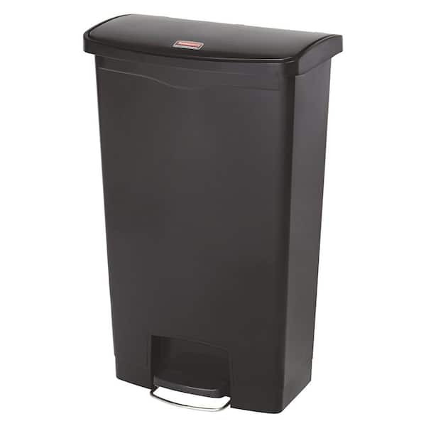 Rubbermaid Commercial Products Slim Jim 18 Gal. Black Resin Front Step Trash Can