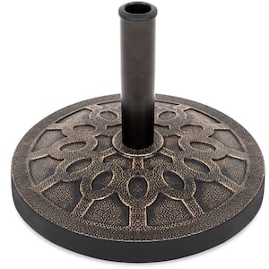 29 lbs. Round Heavy-Duty Steel Patio Umbrella Base with Rust-Resistant Finish in Bronze