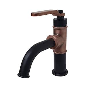 Whitaker Single-Handle Single Hole Bathroom Faucet with Push Pop-Up in Matte Black/Antique Copper