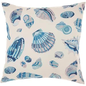Waverly Blue Coastal 20 in. x 20 in. Indoor/Outdoor Throw Pillow