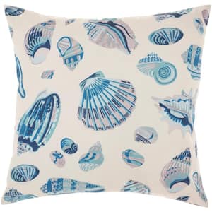 Blue Coastal 20 in. x 20 in. Indoor/Outdoor Throw Pillow