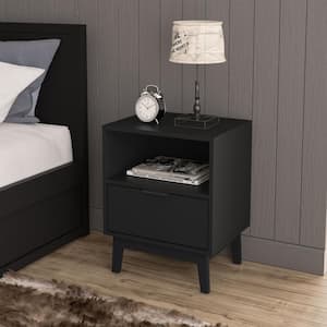 Victoria Black 1-Drawer Nightstand