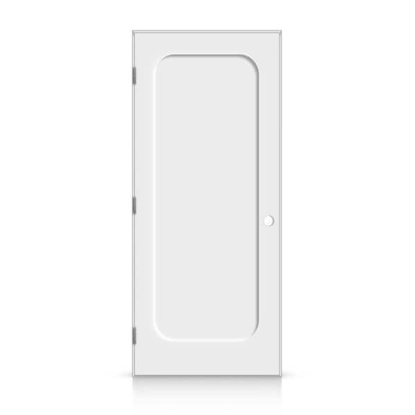 CALHOME 24 in. x 80 in. Right-Handed Curved 1 Panel Shaker White Painted Smooth Composite Single Prehung Interior Door